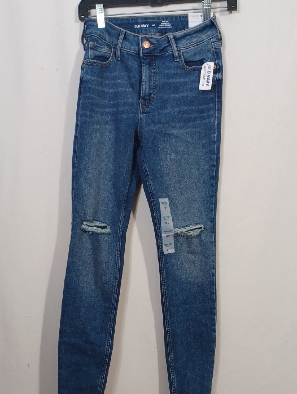 Old Navy Blue Women's Skinny Jeans with Knee Rips